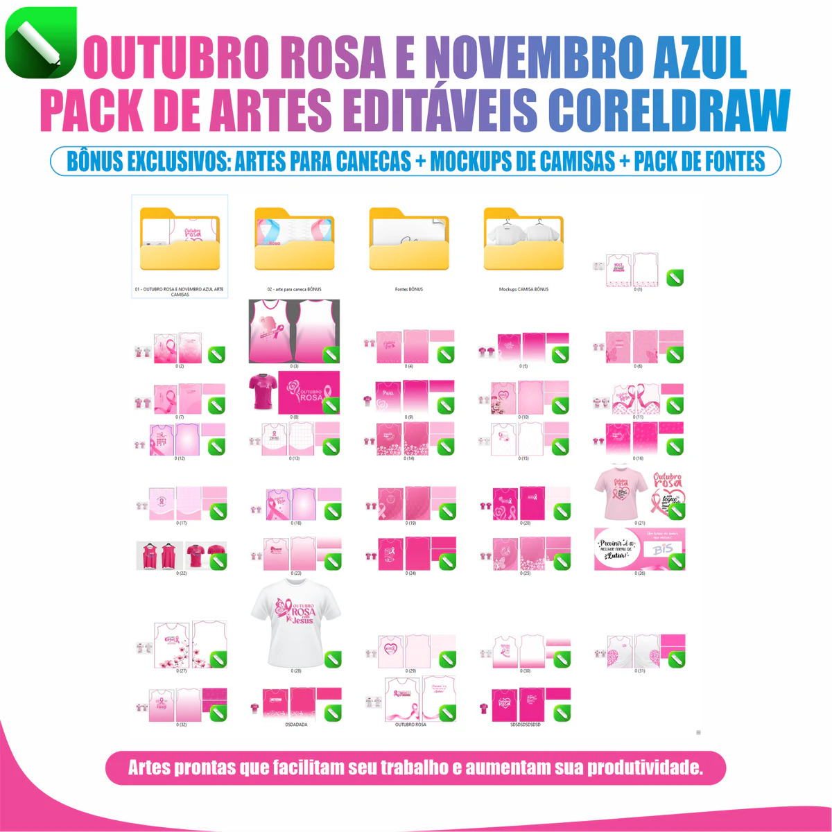 Artes para canecas, mockups de camisas e fontes incluídas como bônus